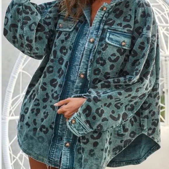 BiBi Vintage Washed Leopard Print Button Shirt/Jacket Size L pre-owned - Picture 3 of 10